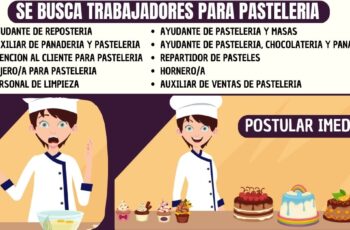 PASTELERIA BUSCA TRABAJADORES PARA DIFERENTES AREAS