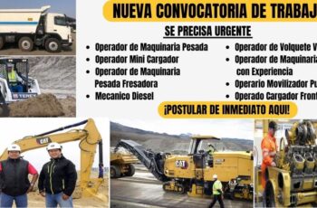 Se busca trabajadores para maquinaria pesada